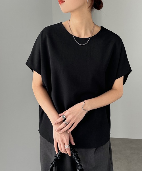 andme（アンドミー） tシャツ 半袖 きれいめ梨地ポンチドルマン