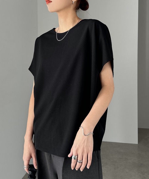 andme（アンドミー） tシャツ きれいめ梨地ポンチドルマンスリーブ