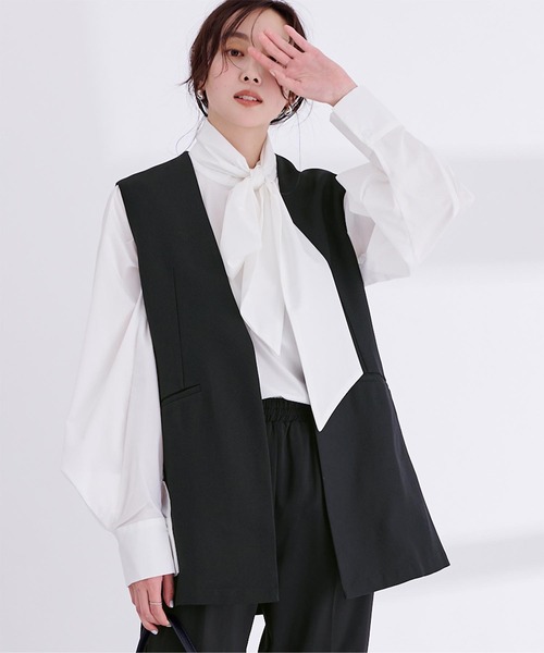 RINEN ノーカラーコート　サイズ3 楽天市場】[r20203] RINEN(リネン)2/48ウール綾織 ノーカラー