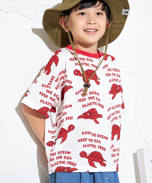 MAKE YOUR DAY tシャツ かめさん総柄半袖Tシャツ80〜140cm