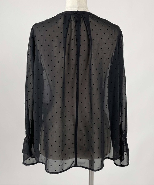 PICCIN PERLA ブラウス シャツ フロッキードットシアーボウタイ