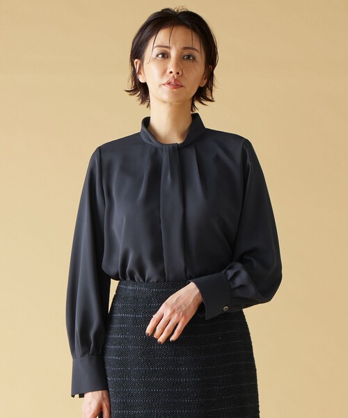 シャツ ブラウス 「洗える」ライトサテン ブラウス レディース