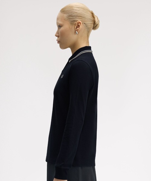 美品　Fred Perry Shirt 長袖　ポロシャツ　ブラック　レディース FRED PERRY 「FRED PERRY」 長袖ポロシャツ 8 ブラック