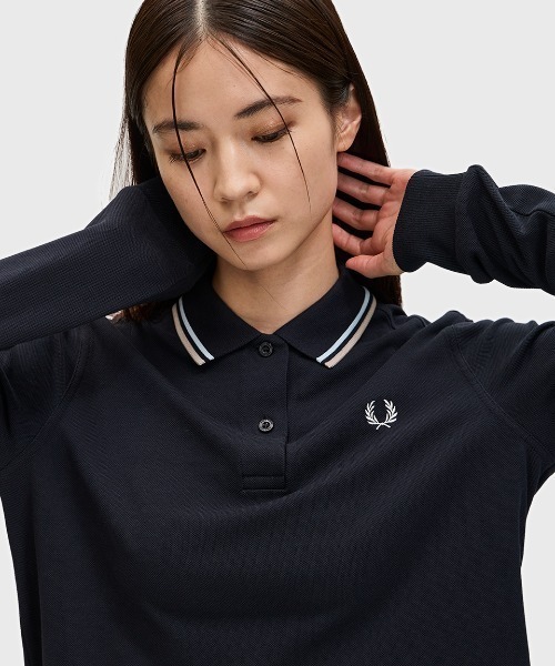 美品　Fred Perry Shirt 長袖　ポロシャツ　ブラック　レディース FRED PERRY 「FRED PERRY」 長袖ポロシャツ 8 ブラック
