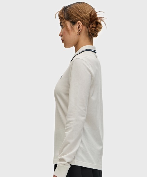 フレッドペリー 長袖ポロシャツ ホワイト/ネイビー FRED PERRY フレッドペリー 長袖ポロシャツ メンズ The Fred