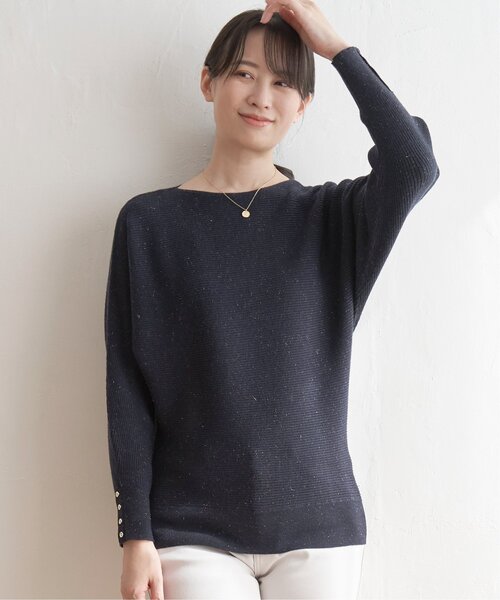 IKKA LOUNGE ニット セーター 横リブドルマンラメニットプルオーバー