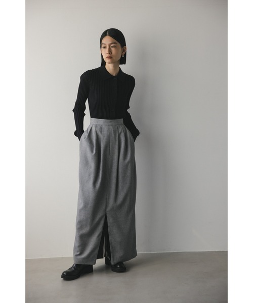 ブラックスリットスカート STYLEMIXER スカート フロントジップスリットスカート