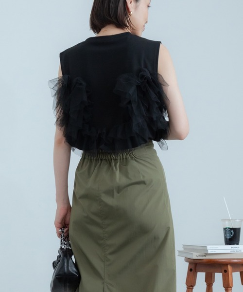 HEILIS tシャツ 3wayチュールデザインカットソー / チュール