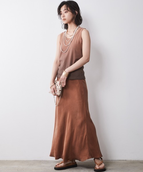 【関税込み】ATLEIN ベージュ ノット マキシスカート 231302F092001_1.jpg