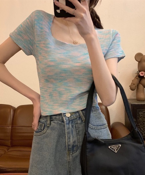 tシャツ 半袖 マーブル柄 ショートスリーブトップス レディース メンズ