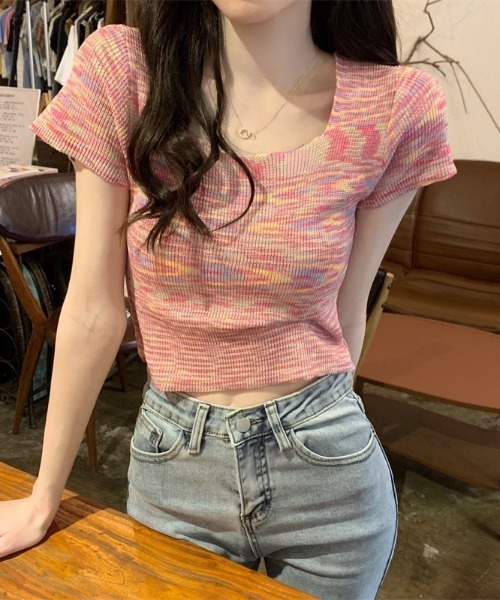 tシャツ 半袖 マーブル柄 ショートスリーブトップス レディース メンズ