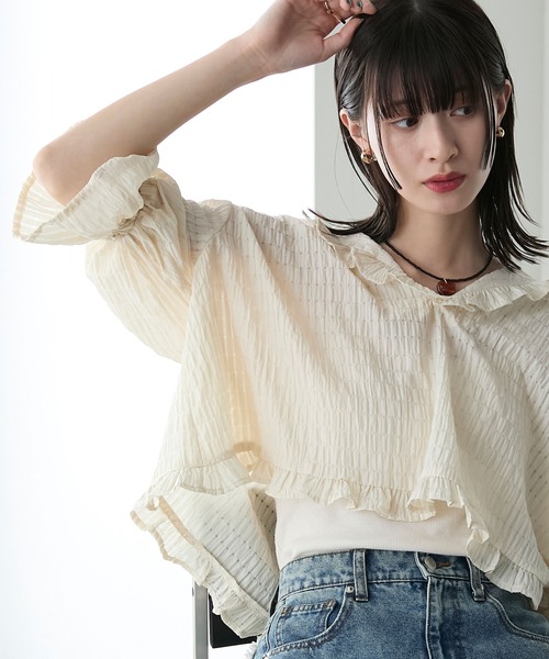 forksy.（フォルクシー） ブラウス シャツ 「forksy.」シアーフリル