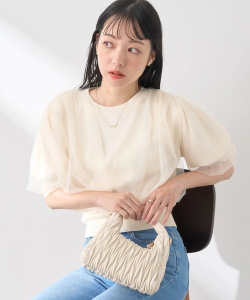 earth music&ecology ニット セーター チュールドッキング半袖