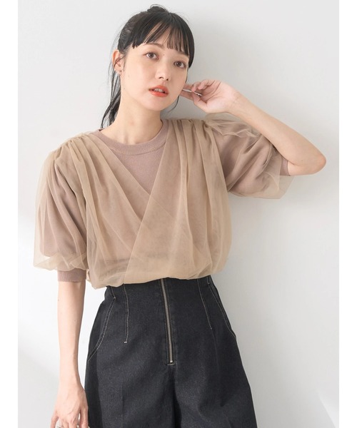 ニット セーター アセテートポリエステル半袖 プルオーバー レディース ANAYI ニット セーター アセテートポリエステル半袖 プル