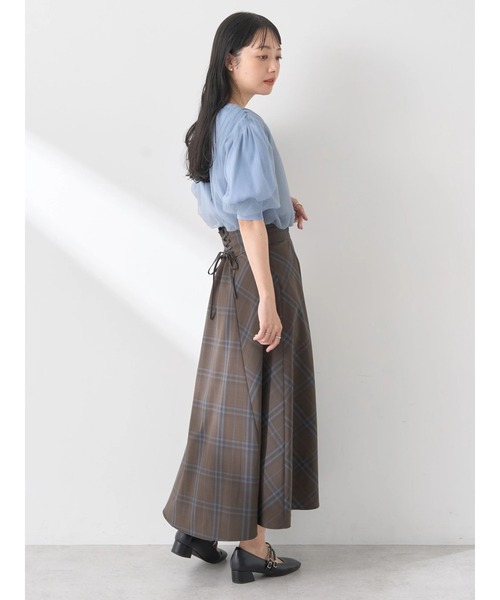 ニット セーター 2WAYオーガンジードッキングラッフルリボンニット レディース MERCURYDUO ニット セーター 2WAYオーガンジードッキング
