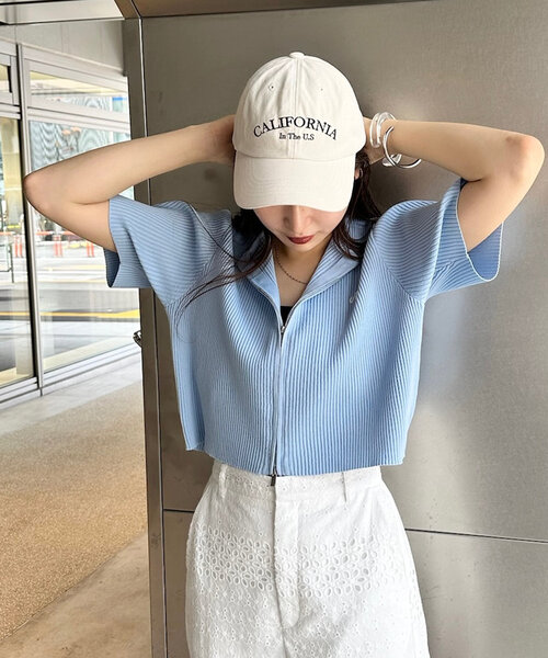 M-LINE カーディガン 「mline」刺繍WZIPカーディガン レディース