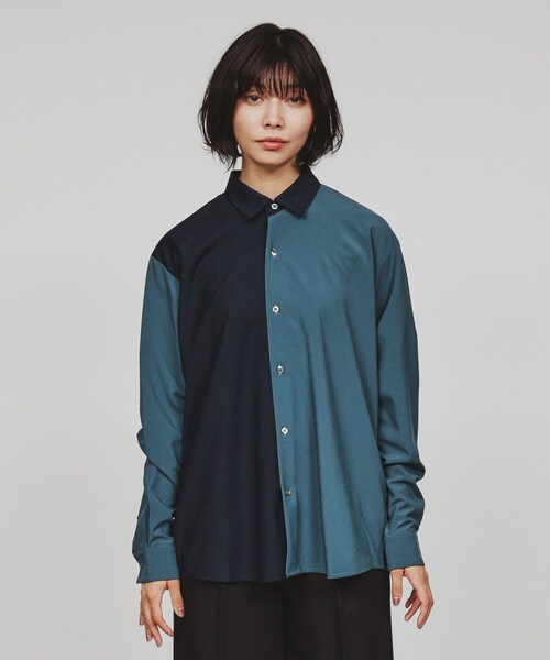 新品タグ付き　theory シャツ　ブラウス　グレー tk.TAKEO KIKUCHI ブラウス シャツ TRハーフデザインシャツ