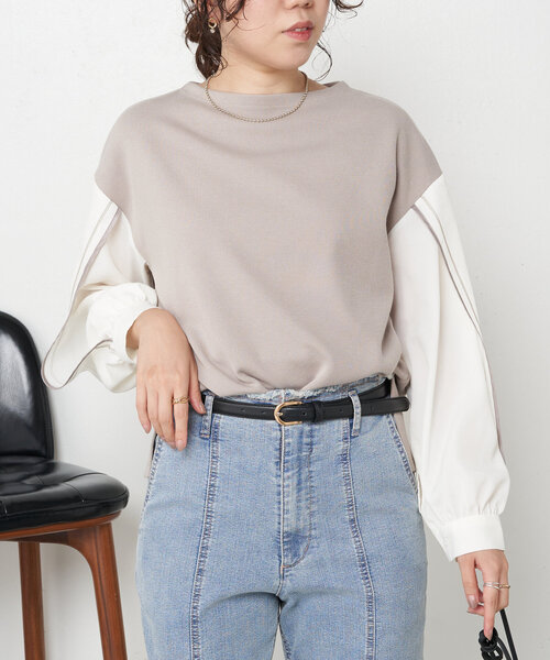 Jena espace merveilleux tシャツ ラインスリーブカットソー