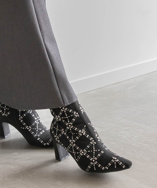 RANDA（ランダ） ブーツ キルティングライクビジューブーツ レディース