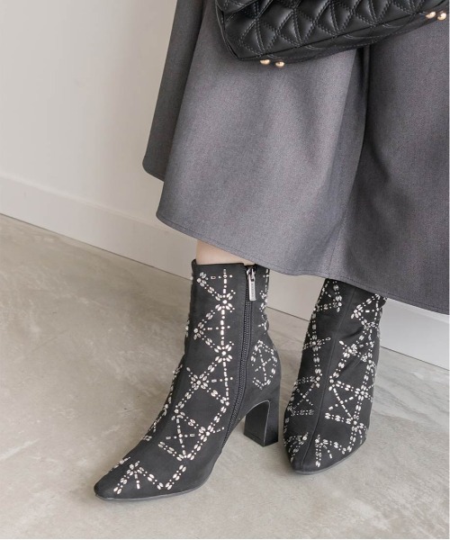 RANDA（ランダ） ブーツ キルティングライクビジューブーツ レディース