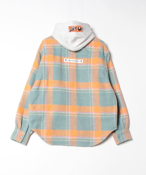 AAPE BY A BATHING APE シャツ LONG SLEEVE CHECK HOODIE SHIRT