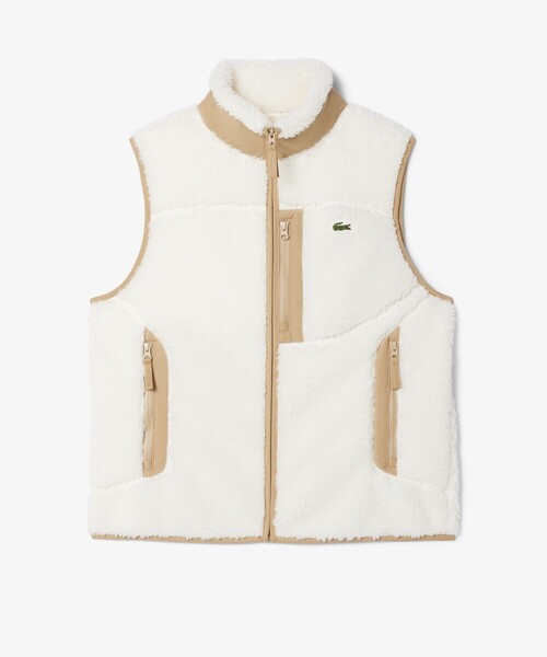 美品！！ラコステ　シェルパフリースベスト ラコステ LACOSTE シェルパフリースベスト （ホワイト