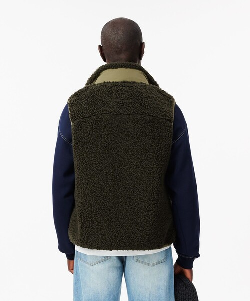 美品！！ラコステ　シェルパフリースベスト ラコステ LACOSTE シェルパフリースベスト（ダークグリーン