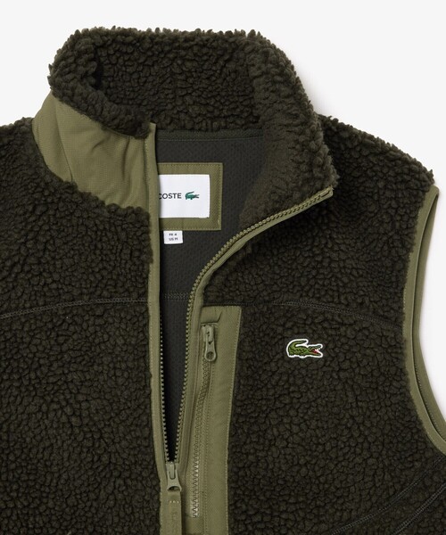 美品！！ラコステ　シェルパフリースベスト ラコステ LACOSTE シェルパフリースベスト （ホワイト