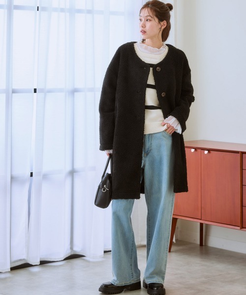 LOHEN ノーカラーコート ジャケット パイピングノーカラーコート LE SOUK HOLIDAY｜クロスプラス公式通販サイト