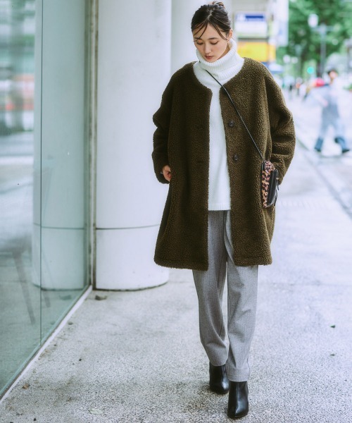 ニッセン（nissen） ジャケット ノーカラージャケット 軽量ボアノー