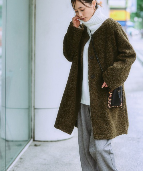 ニッセン（nissen） ジャケット ノーカラージャケット 軽量ボアノー