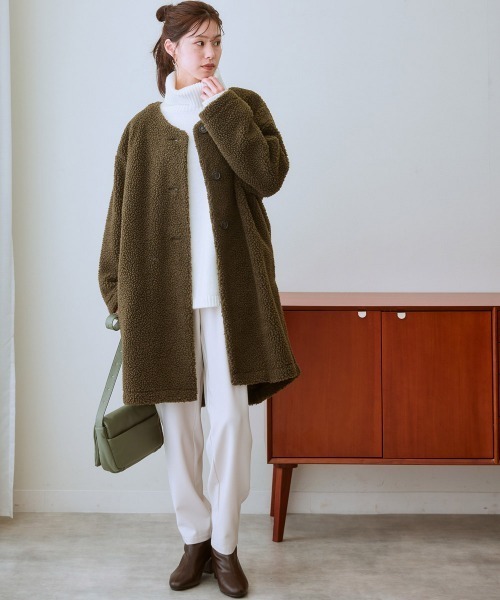 ニッセン（nissen） ジャケット ノーカラージャケット 軽量ボアノー