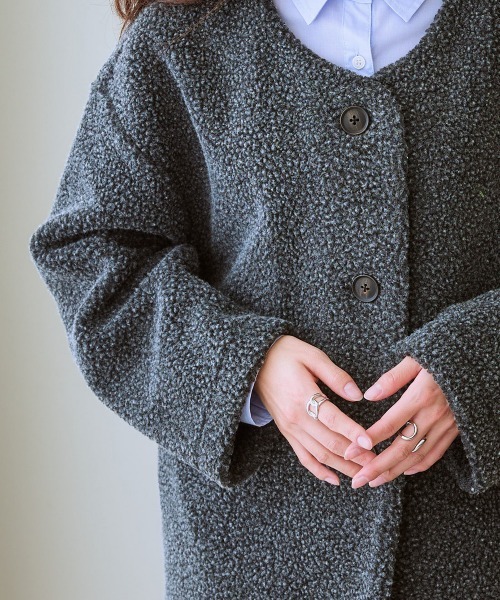 ニッセン（nissen） ジャケット ノーカラージャケット 軽量ボアノー