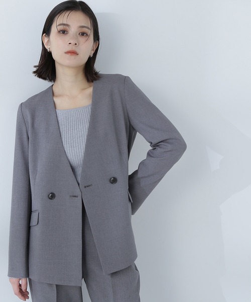 NATURAL BEAUTY BASIC  ノーカラージャケット　セットアップ NATURAL BEAUTY BASIC ジャケット ノーカラージャケット
