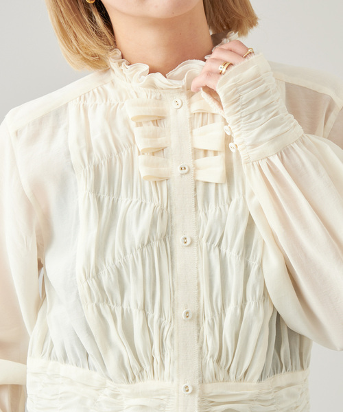 ブラウス シャツ IENA LA BOUCLE ディテールリボンブラウス レディース