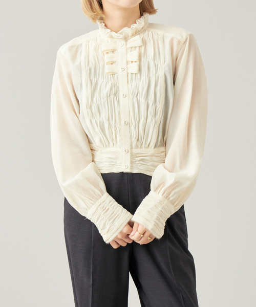 ブラウス シャツ IENA LA BOUCLE ディテールリボンブラウス レディース IENA LA BOUCLE ブラウス シャツ ディテールリボンブラウス
