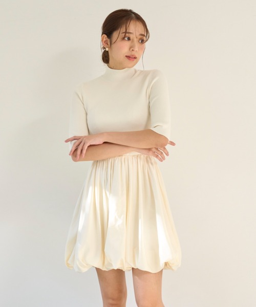 【完売品SNIDEL】バルーンドッキングミニニットワンピース 美品 バルーンドッキングミニニットワンピース（ミニワンピース