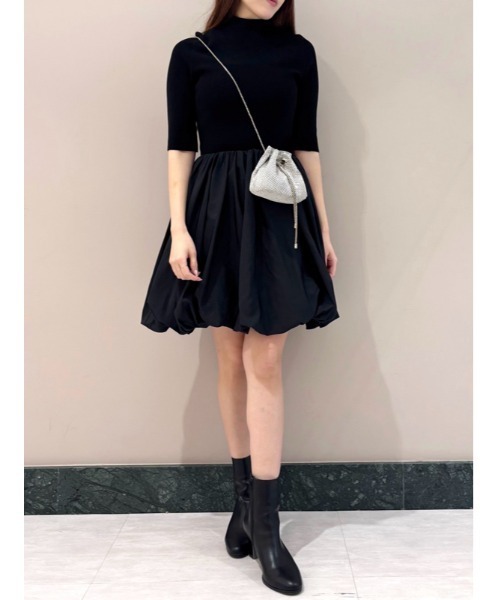 【完売品SNIDEL】バルーンドッキングミニニットワンピース 美品 バルーンドッキングミニニットワンピース（ミニワンピース
