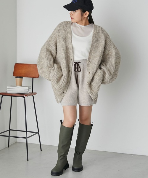 「forksy.」 ニットカーディガン FREE チャコールグレー レディース_画像2