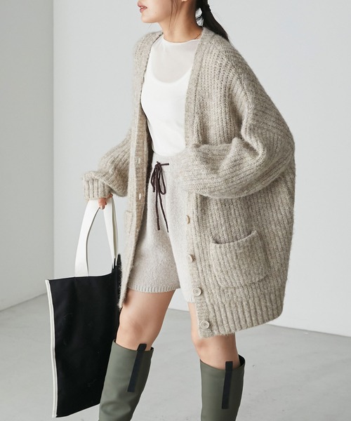 「forksy.」 ニットカーディガン FREE チャコールグレー レディース_画像4