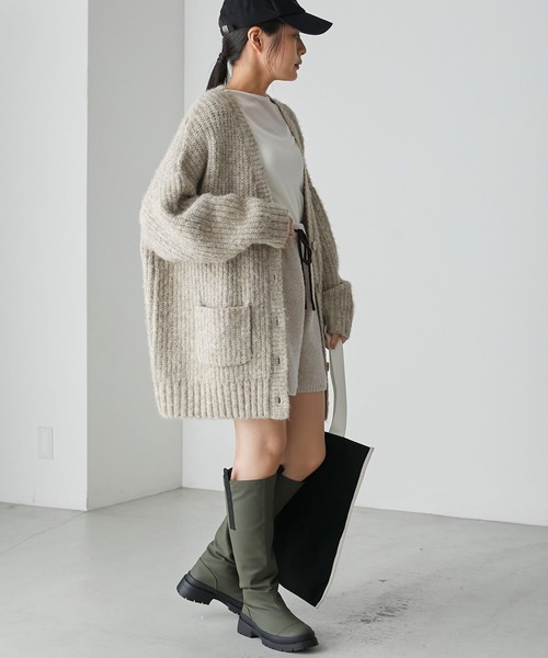 「forksy.」 ニットカーディガン FREE チャコールグレー レディース_画像9