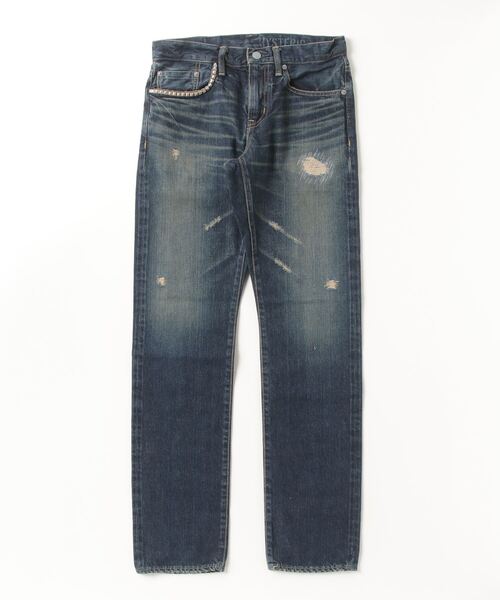 ジーンズ RW CLASH加工 スリムストレートデニムパンツ メンズの画像