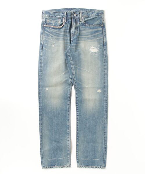 ジーンズ RW CLASH加工 スリムストレートデニムパンツ メンズの画像