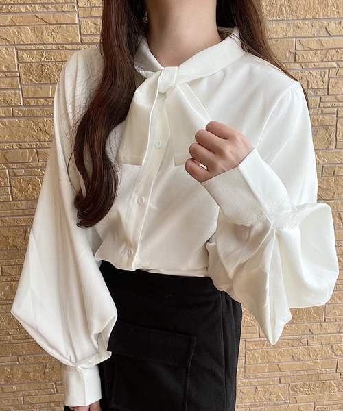 ブラウス シャツ Balloon sleeve shirt　　バルーンスリーブシャツ レディース ブラウス シャツ クロスタイバルーンスリーブシャツ レディース