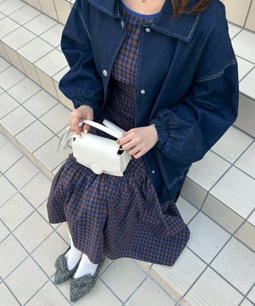 バックカットチェックワンピース ワンピース back cut check onepiece／バックデザイン