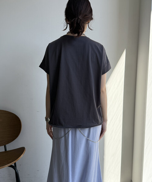 DouDou（ドゥドゥ） tシャツ 「WEB限定」裾ドロストオーガンジーロゴ