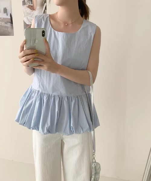 ブラウス シャツ 2025春夏新作 バルーンペプラムブラウス レディース セール】2025春夏新作 バルーンペプラムブラウス（シャツ