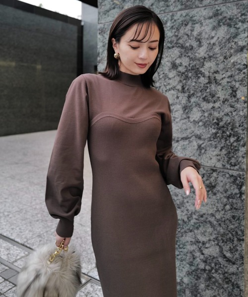 anuans（アニュアンス） ニットワンピース FREE ブラック レディース  