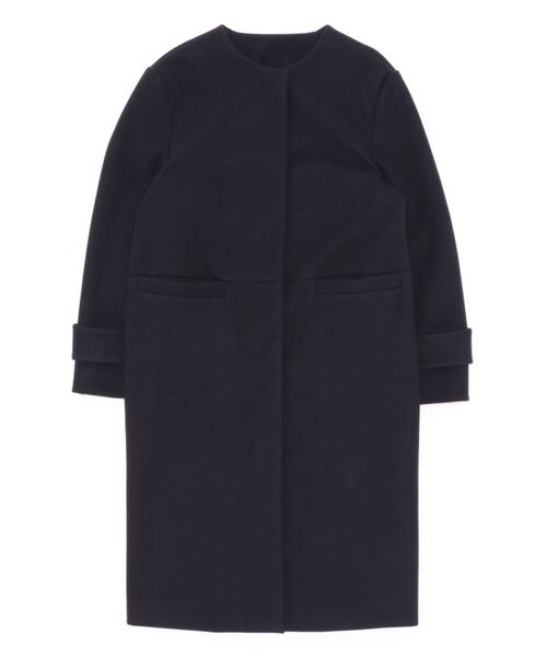 「VIS」 ノーカラーコート M ネイビー レディース_画像2