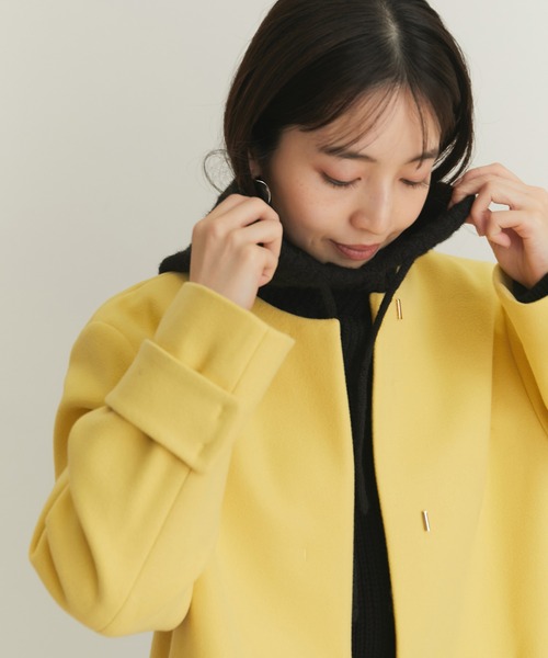 「VIS」 ノーカラーコート M ネイビー レディース_画像3